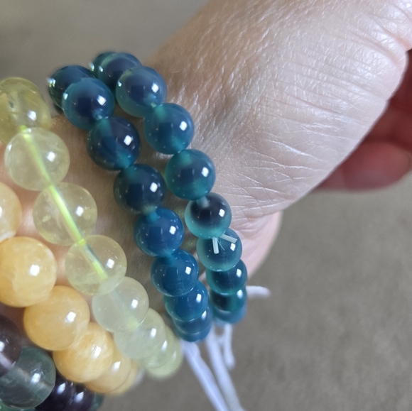 8mm Natural Blue Sugar Heart Agate - Picture 4 of 8